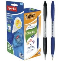 BIC Paquet de 12 stylos  bille rtractable  Atlantis Classic  + roller de correction  Easy Refill ecolutions®  + cassette de recharge