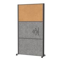MAUL Panneau d'exposition  MAULconnecto  2 panneaux acoustiques gris fonc + 1 panneau d'affichage en lige avec pied  roulettes