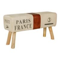Wohnling Banc  Canvas  cuir vritable 91 cm