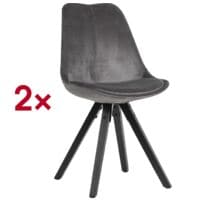 Wohnling Lot de 2 chaises de salle � manger en velours gris fonc�