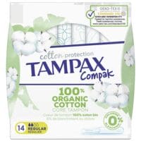 Tampax Paquet de 14 tampons hyginiques  Compak Cotton Regular 