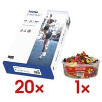 20x Papier imprimante multifonction A4 Inapa tecno Premium - 10000 feuilles au total avec Bonbons glifis  Color-Rado  Party Box 750 g