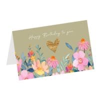 carte d’anniversaire LUMA KARTENEDITION Happy Birthday to you fleurs peintes, format spcial, avec enveloppe, 1 pice(s)