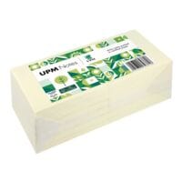 12x UPM Notes repositionnables « 5654-01PG-12 » emballage papier cristal pergamine  7,5 x 7,5 cm, 1200 feuilles au total, jaune
