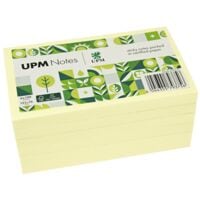 6x UPM Notes repositionnables « 5655-01PG-6 » emballé sous pergamine 12,5 x 7,5 cm, 600 feuilles au total, jaune
