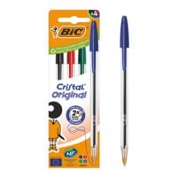 Lot de stylo-bille BIC Cristal® Original 4 couleurs, convenant aux documents officiels (noir / bleu / vert)