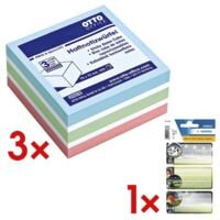 OTTO Office 3x cubes de notes repositionnables 75 x 75 mm  Mix pastel  3 couleurs  avec tiquettes de livre  Football 