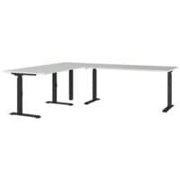 Germania bureau d'angle r�glable en hauteur (m�canique) �Agenda� 240 cm, pi�tement en L noir