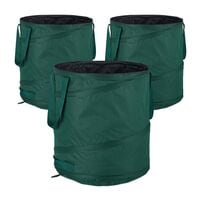 relaxdays Lot de 3 sacs  feuilles autoportants 60 litres vert