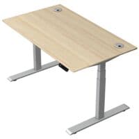 Kerkmann Table assis-debout r�glable en hauteur �lectrique �Move 2 Plus� 140 cm, pi�tement en T argent�