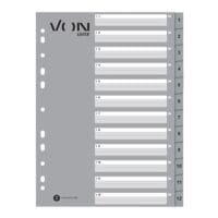 VON by Leitz intercalaires, A4, 1-12 12 divisions, gris / onglets unicolores