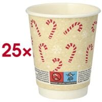 Papstar Paquet de 25 gobelets en carton « Candy Canes » 0,2 L Papstar Paquet de 25 gobelets en carton « Candy Canes » 0,2 L