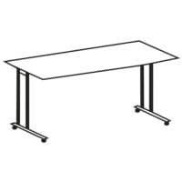 Geram�bel bureau �Lisbonne� 160 cm, pi�tement en L couleur aluminium