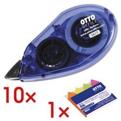 10x OTTO Office Roller de correction jetable Mr. Roller, 4,2 mm / 8,5 m avec Marque-pages « Flèches » 43 x 11 mm
