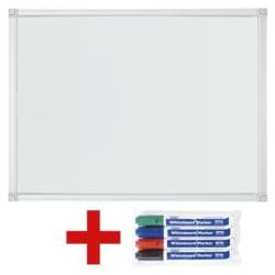 OTTO Office Tableau blanc, 60x45 cm avec Lot de 4 feutres tableau blanc