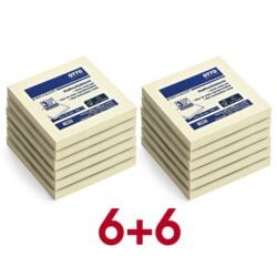 Action 6 + 6 : 12 blocs de notes repositionnables 75 x 75 mm jaunes