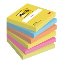 6x Post-it Notes bloc de notes repositionnables Energetic Collection 7,6 x 7,6 cm, 600 feuilles au total, couleurs assorties 654-TFEN