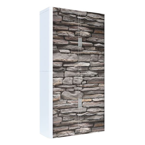 easyOffice Armoire  rideaux mur de pierres (3248C) verrouillable, 110 x 204 cm