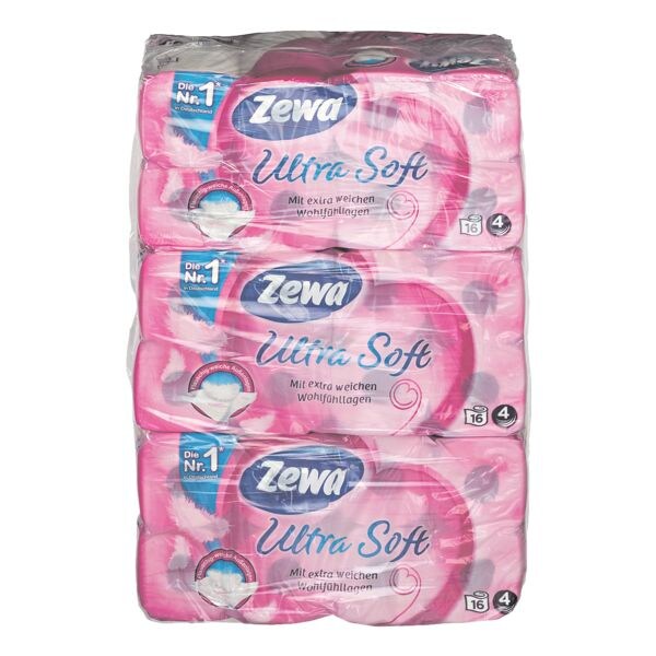 Zewa papier toilette Ultra Soft 4 épaisseurs, blanc - 48 rouleaux (3 paquets de 16 rouleaux)