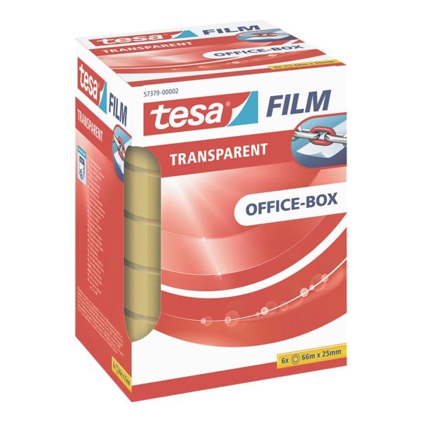 tesa ruban adhsif Office Box, transparent, 6 pice(s), 25 mm/66 m
