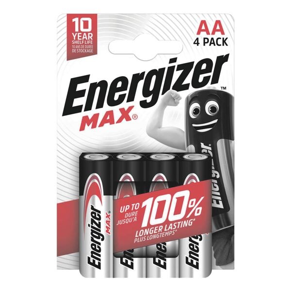 Energizer Paquet de 4 piles « Max Alkaline » Mignon / AA / LR06