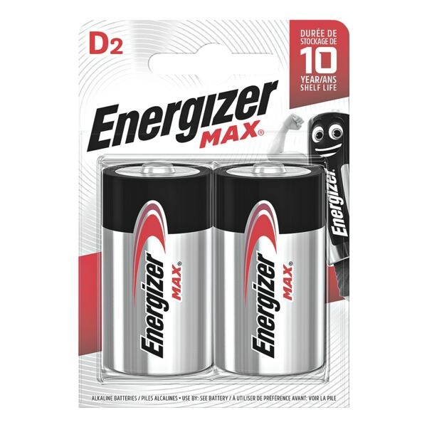 Energizer Paquet de 2 piles  Max Alkaline  D / Mono