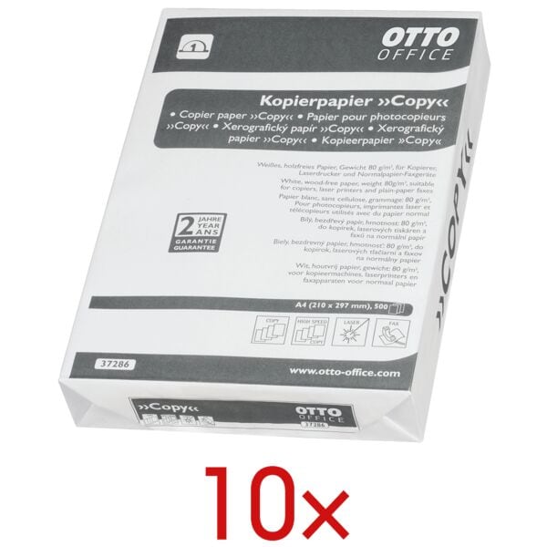 10x Papier photocopieur A4 OTTO Office Budget COPY - 5000 feuilles au total, 80g/m