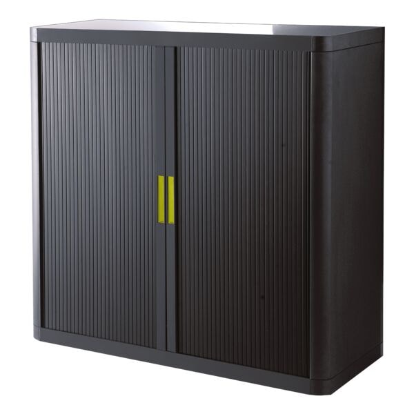 easyOffice Armoire  rideaux noire avec des poignes colores, 110 x 104 cm, verrouillable