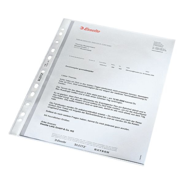 LEITZ pochette perfore 4796 A4 grain, ouverture en haut - 100 pice(s)