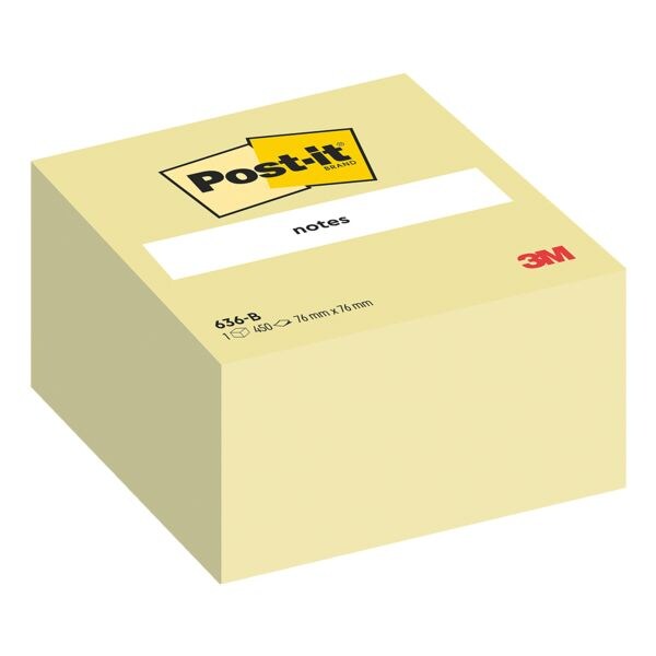 Post-it Notes Bloc-notes repositionnables « Notes 636B » jaune 76x76 mm 450 feuilles Post-it Notes Bloc-notes repositionnables « Notes 636B » jaune 76x76 mm 450 feuilles