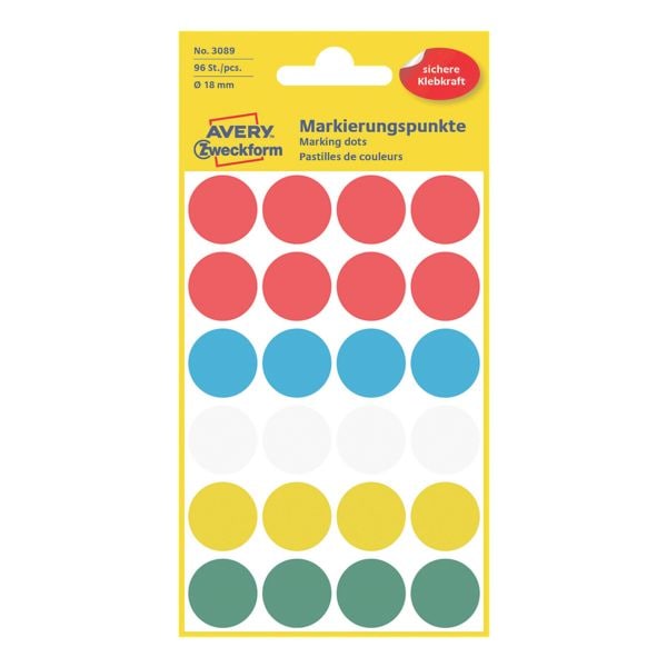 Avery Zweckform Pastilles adhsives Avery Zweckform - 18 mm  - autocollantes