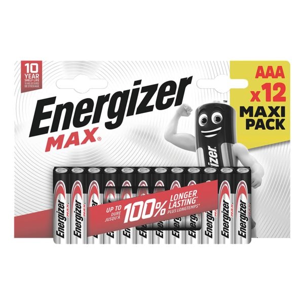 Energizer Paquet de 12 piles « Max Alkaline » Micro / AAA / LR03 Energizer Paquet de 12 piles « Max Alkaline » Micro / AAA / LR03