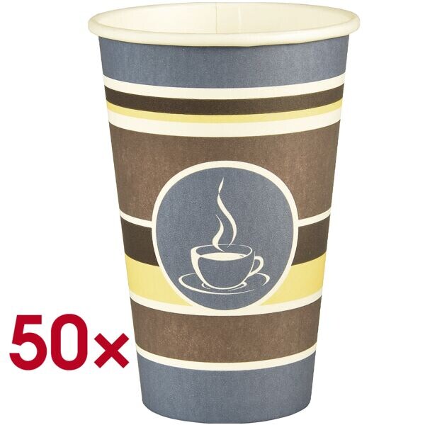 Papstar 50 gobelets jetables « To Go » 0,3 litres - à rayures