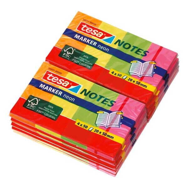 40x tesa bloc de notes repositionnables Marker Neon Notes 2 x 5 cm, 2000 feuilles au total