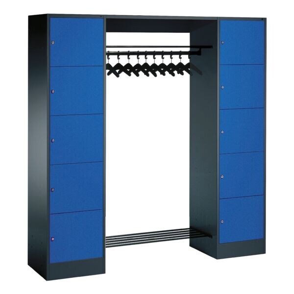 CP Armoire vestiaire ouverte penderie ouvert C + P, 2x5, acier, sur socle, 187 x 195 cm 