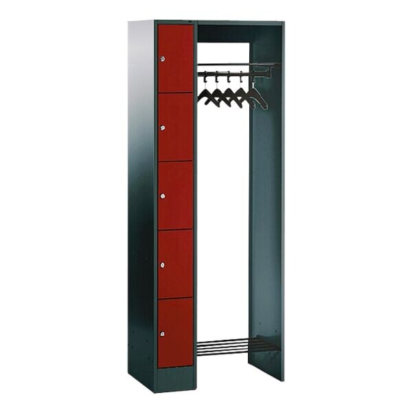 CP Armoire vestiaire ouverte penderie ouvert C + P, 1x5, acier, sur socle, 74 x 195 cm 
