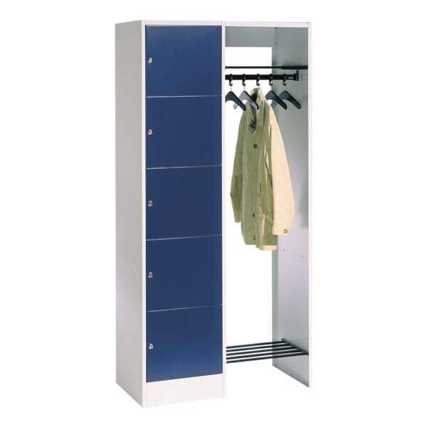 CP Armoire vestiaire ouverte penderie ouvert C + P, 1x5, acier, sur socle, 96 x 195 cm 