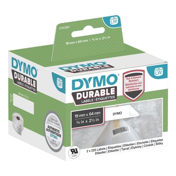 DYMO tiquettes plastique LabelWriter  2112284  19 x 64 mm