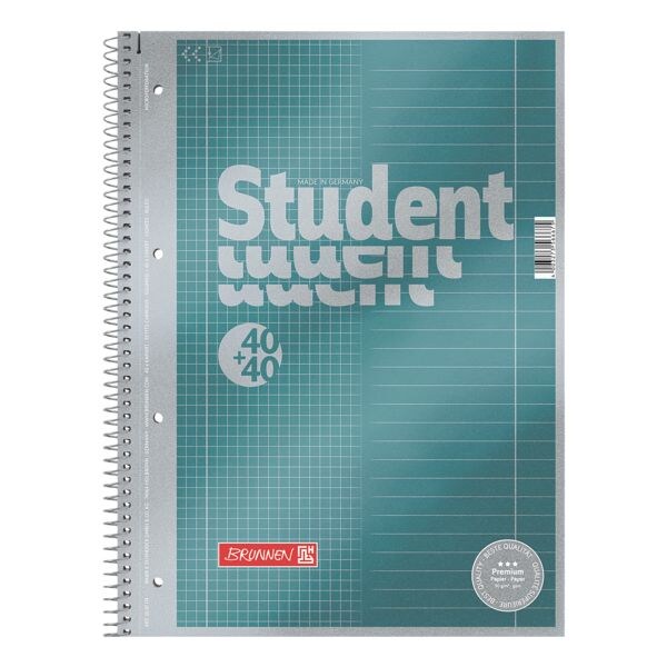 cahier  spirale Brunnen Duo A4  carreaux et lign, 80 feuille(s)