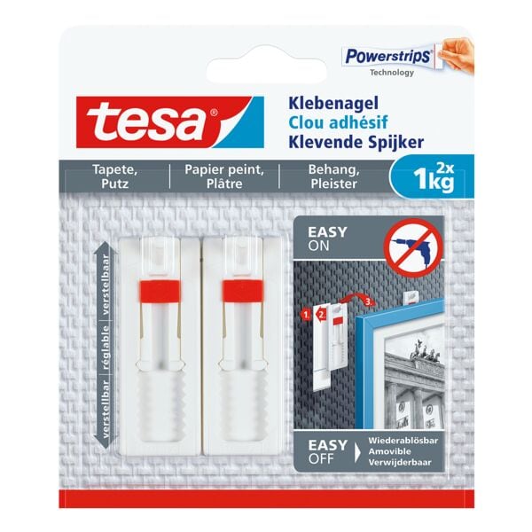 tesa Clous adhésifs réglables pour papier peint et crépi 77774