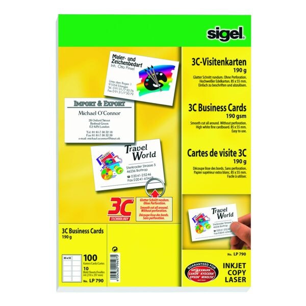 SIGEL LP790 cartes de visite 85x55 mm 100 pice(s)
