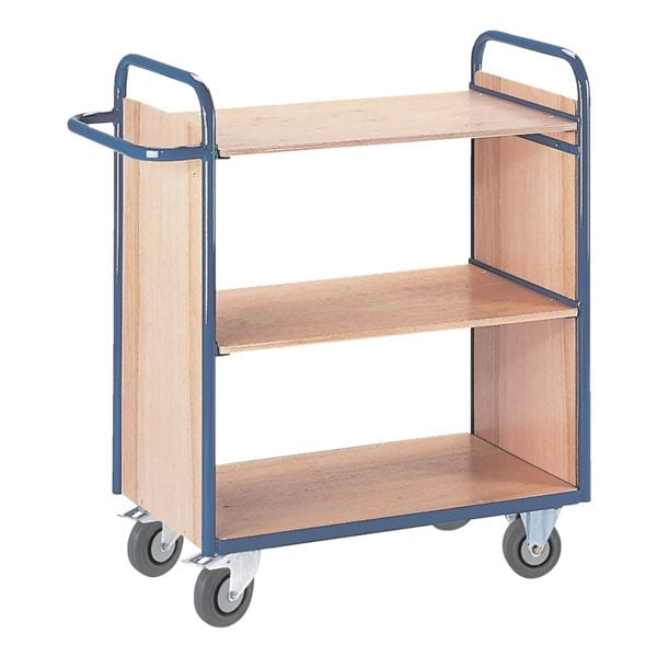 ROLLCART Chariot  tagres avec 2 parois 80x50 cm surface de chargement en bois