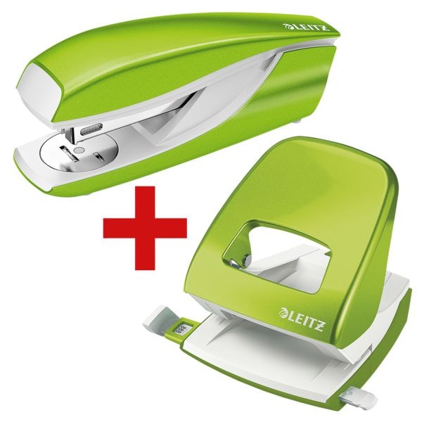 LEITZ Lot de bureau agrafeuse et perforatrice « 5502 & 5008 NeXXt WOW »
