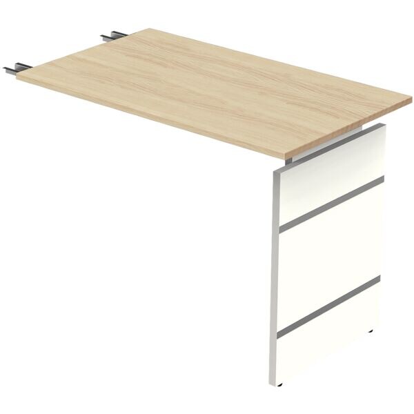 Kerkmann table d'extension Stage One 100 cm, pitement plein blanc, alu argent