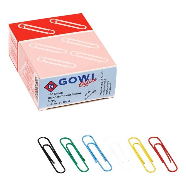 GOWI Office Trombones 50mm, multicolores, 100 pices