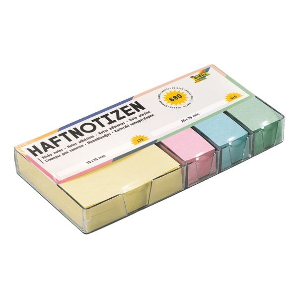 folia lot de notes repositionables 7,5 x 7,5 cm, 680 feuilles au total, couleurs assorties
