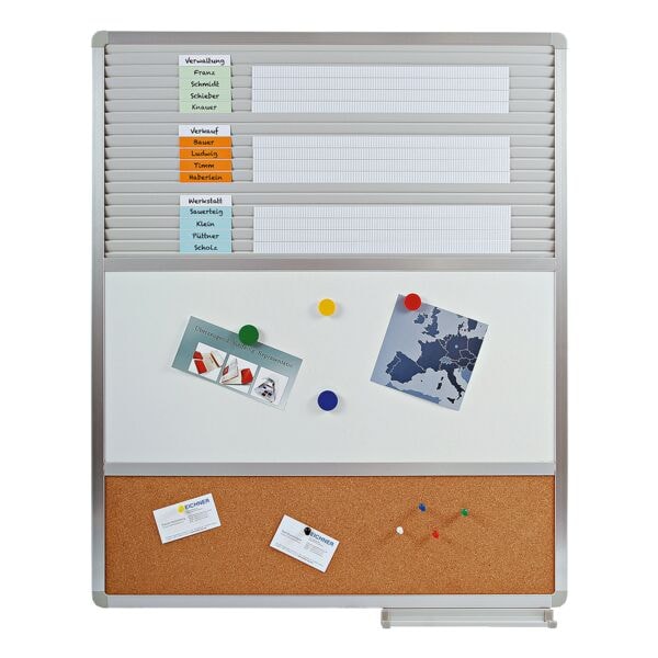 EICHNER Tableau multi-usages avec tableau  fiches, tableau blanc magntique et tableau  pingles 70,5 x 82 cm
