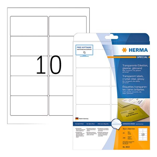 Herma tiquette transparentes film  Special  250 pices