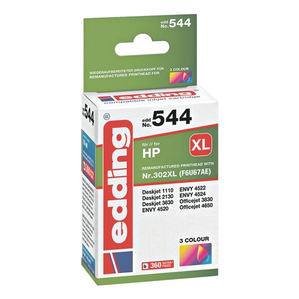 edding Cartouche d'encre  EDD-544  quivalent  Hewlett Packard  F6U67AE  N302 XL