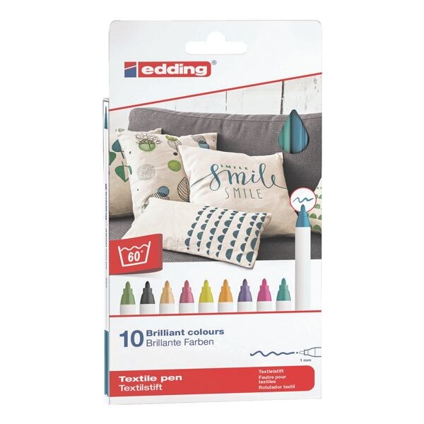 edding Paquet de 10 marqueurs textile  4600/10999 Fun Colours 